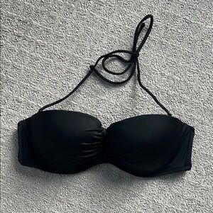 Victoria's Secret Bandeau Swim Top Black Removable Neck Straps Size 36C